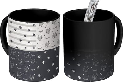 Magische Mok - Foto op Warmte Mokken - Koffiemok - Katten - Pootjes - Patronen - Huisdier - Magic Mok - Beker - 350 ML - Theemok