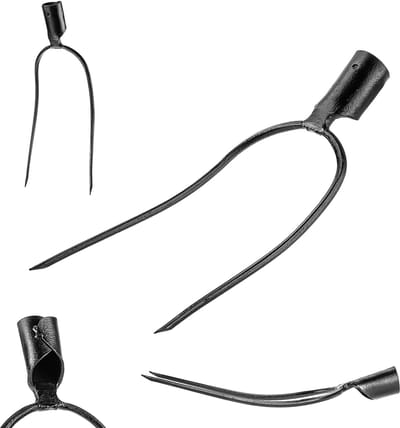 KADAX Steenvork zonder steel, aardappelvork van staal, raapvork, draadvork, aardappelvork, spatvork, mestvork, hooivork, grafvork (zwart 2 tanden)