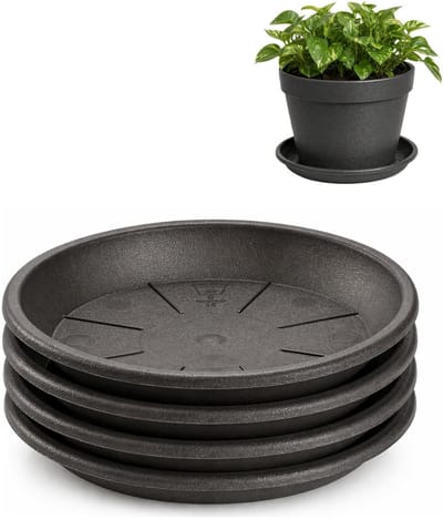 Plasticforte plantenpot onder schotel / water opvang schaal - 4x - antraciet - Dia 30 cm - Kunststof - voor pot met Dia 35/40 cm