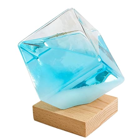 Stormglas Weerstation - Weervoorspeller Barometer - Decoratief Weerstation - Kubusvorm Uniek Design - 11 x 11 x 14 cm - Transparant