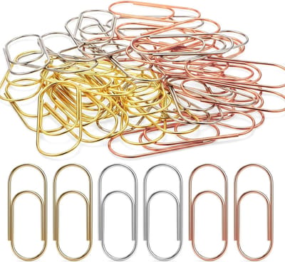 Grote paperclips 50 mm, 48 stuks in goud, zilver en roségoud voor kantoor en school, ideaal voor documenten en organisatie