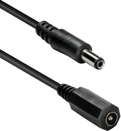 Transmedia Verlengkabel met DC (m) connector - 2,1 x 5,5 mm - 12V / 0,5A - 5 meter