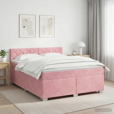 vidaXL - Boxspringbed - met - matras - Roze - 140 - x - 200 - cm - Fluweel
