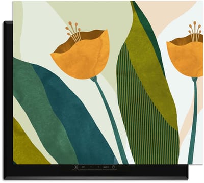 KitchenArt - Amber Duo - Inductie Beschermer - 65x52 cm - Kookplaat Beschermer - Luxe Afdekplaat Inductieplaat - Anti-slip & Oprolbaar - Beschermmat Inductiekookplaat