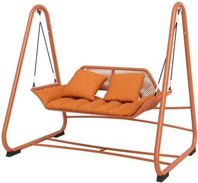 Hollywood Schommel - Schommelbank met Kussens - 2-zits Tuinbank - Tuinschommel 2 Personen - tot 200 kg - Schommelstoel - Tuinmeubelen - voor Tuin, Terras, Balkon - Terracotta