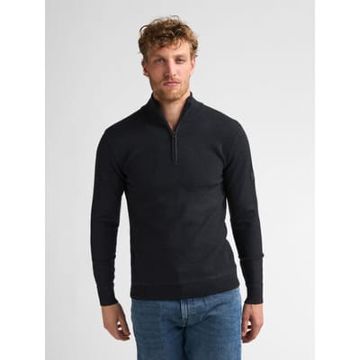 Petrol Industries - Heren Gebreide trui met halfzip steelford - Zwart - Maat XXXL
