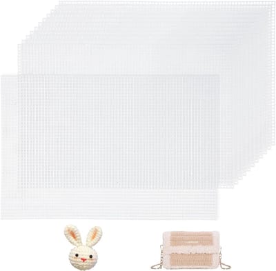 12 Stuks Plastic Canvas Vellen voor DIY Creaties, Borduren en Handgemaakte Tassen - Wit Mesh Stof