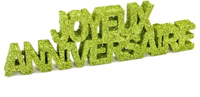 HOBI - Tafeldecoratie Happy Birthday groen glitter van polystyreen 12 x 3,8 x 0,8 cm