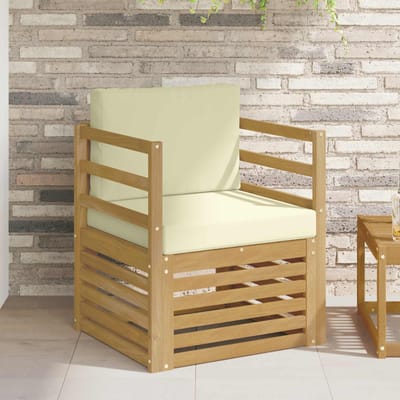 vidaXL - Buiten - bank - set - Polyester - Wit - en - crèmekleurig