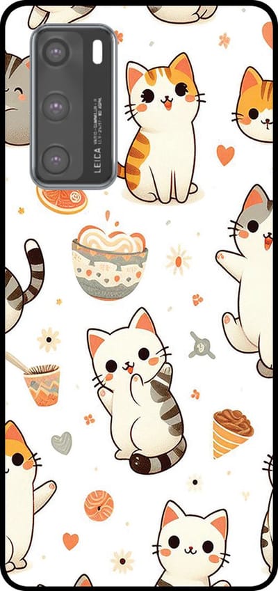 Smartphonica Telefoonhoesje Geschikt voor Huawei P40 met katten opdruk - TPU backcover case cat design geschikt voor Huawei P40