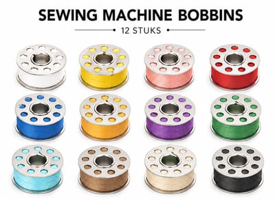 Chipa - Metalen Naaispoelen 12 Stuks – Voorgespannen Gekleurde Garen - Universele Naaimachine Spoelen – 20,4 mm – Geschikt voor Brother, Singer, Janome, Toyota, Juki, Bernina en meer - Naaimachine spoeltjes - Naaimachine accessoires - Sewing Machine