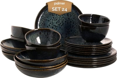 Palmer - Eccentric - Serviesset - 6 persoons - 24 delig - Blauw - Stoneware - Bordenset