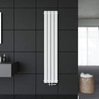 Verticale Platte Paneelradiator Wit Dubbellaags - 1600x308mm - Inclusief Multiblok en Thermostaat