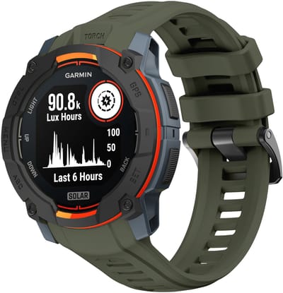 Strap-it Smartwatch siliconen bandje 'Perfect fit' - geschikt voor de Garmin Instinct 3 - 45mm (legergroen)