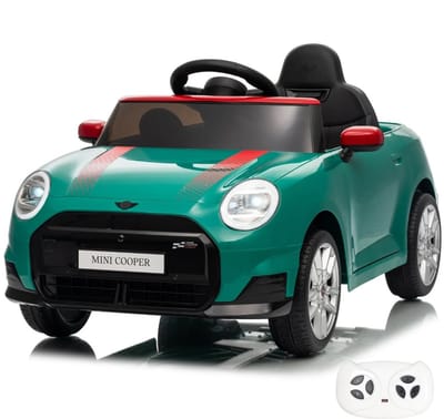 MINI Cooper JCW 12V Elektrische Kinderauto 1 tot 5 jaar – Officieel Gelicentieerde John Cooper Works Edition met Vernieuwde Li-ion Accu – Luxe Sportwagen met Afstandsbediening & Bluetooth – Groen