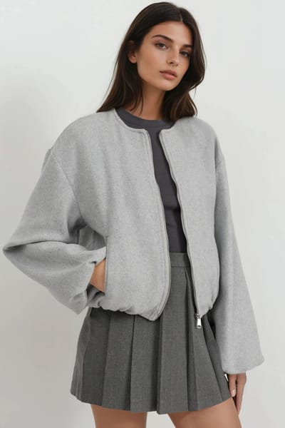 Volledige rits oversized textuur bomberjack