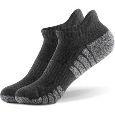 1 paar verdikte handdoekbodem hardloopsokken mesh boot sokken antislip ademende sportsokken lage sokken donkergrijze kleur