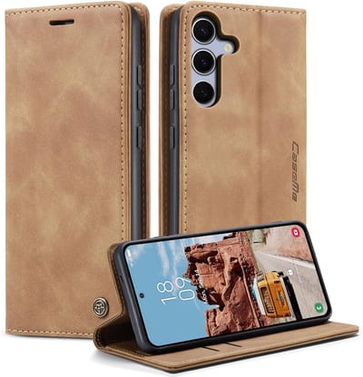 CaseMe – Telefoonhoesje geschikt voor Samsung Galaxy S24 Plus – Wallet Book Case – Magnetische Sluiting – PU Leer – Bruin
