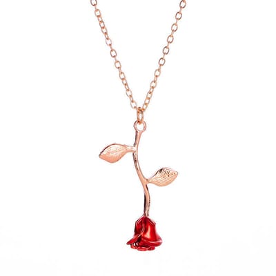Lumici® | Roos Ketting - Rose Necklace - Cadeau Voor Vrouwen / Vriendin - Natuur - Flower - Bloem - Boom - Vriendschap Cadeau - Moeder - Moederdag Cadeau - Cadeau voor Vrouwen - Verrassing - Goud, Rose Goud &Zilver