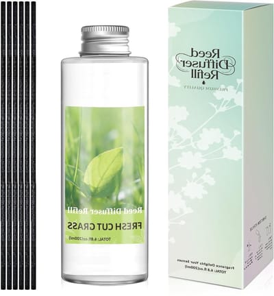 Luchtverfrisser met groene bladeren en grasgeur, 200 ml navulolie voor thuis, badkamer en kamerdecoratie, frisse geur en aromatherapie