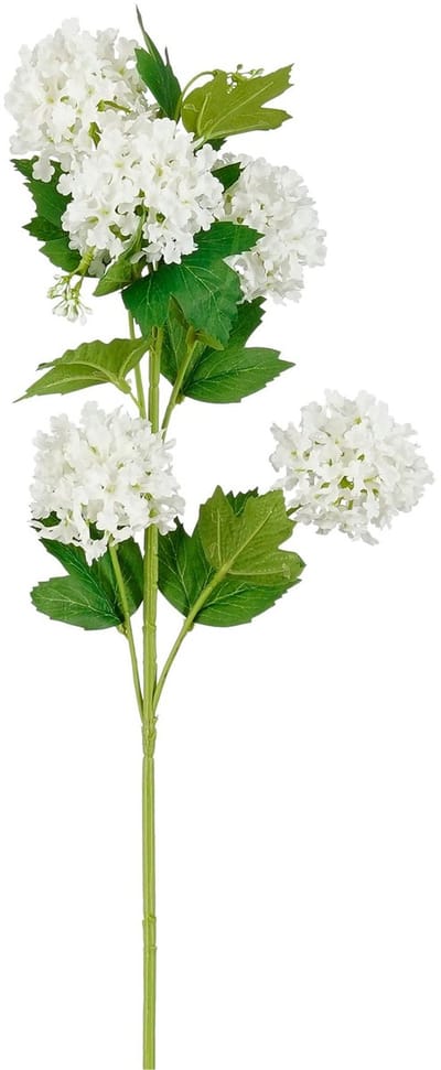 Mica Decorations Kunstbloem Viburnum Floristic - H77 cm - wit - kunststof - stelen kunstbloemen - boeket - witte bloemetjes