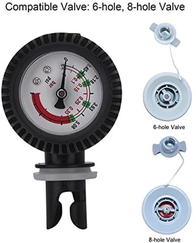Dailygoods- Kajakbarometer - Drukmeter 0-0,35 bar - Luchtdrukmeter - Ventieladapter - Geschikt voor rubberboot/SUP-board - Eenvoudige installatie