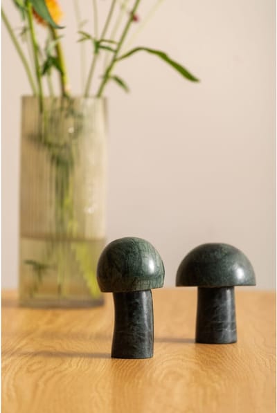 Present Time Ornament Mushroom Small - Groen - 7.5x7.5x14cm - Modern - Marmer