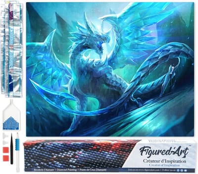 Figured'Art Diamond Painting set Volwassenen 40x50 cm Draak - 5D DIY Art full drill vierkante diamant - Opgerold canvas