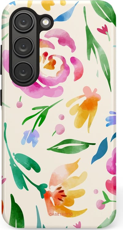 Casetastic Hoesje Geschikt voor Samsung S23 - Stijlvolle Beschermende Duo-layer Case - Floral Flow