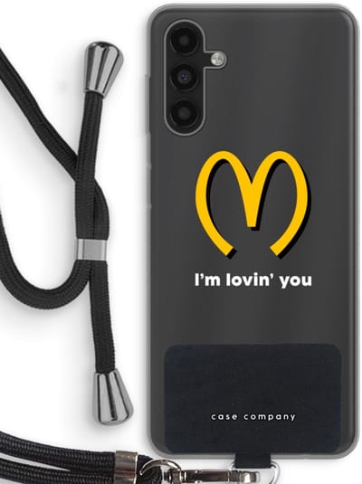 Case Company® - Hoesje met koord geschikt voor Samsung Galaxy A04s hoesje met Koord - I'm lovin' you - Telefoonhoesje met Zwart Koord - Bescherming aan alle Kanten en Over de Schermrand