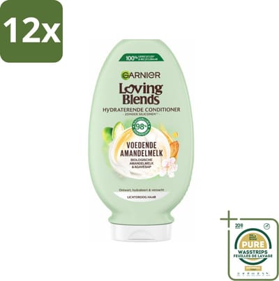 Garnier Loving Blends Voedende Amandelmelk Conditioner 250 ml - Voordeelverpakking - 12 stuks - Amandelmelk - Biologisch haarverzorging