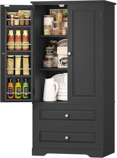 Keukenopbergkast - Buffetkast Lades - Keuken Eetkamer - Vochtbestendig Ontwerp - 60x40x120cm - Zwart