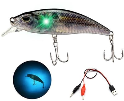 Glowing Fishing Lures - Electric Swimming Beds with 2 Drills Hooks - USB Rechargeable for Bass Trout Freshwater Salt Water