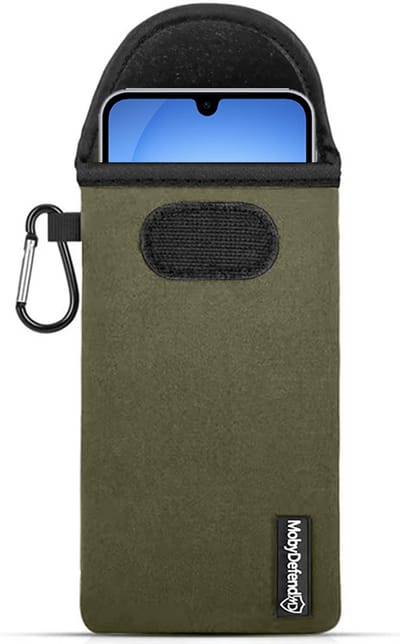 MobyDefend Hoesje - Geschikt voor Samsung Galaxy A17 - Neopreen Pouch Met Karabijnhaak - Insteek - Riemlus - Groen