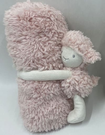 Knuffelzacht babydekentje - deken baby en peuter 100 x75 cm – Kraamcadeau - Zacht dekentje met knuffelschaap – Teddy deken - Roze - Baby geschenkset