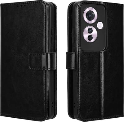 Geschikt voor Oppo Reno 11 F 5G -Portemonnee - Kaartsleuven - Magnetische functie - Book Case Hoesje - Zwart