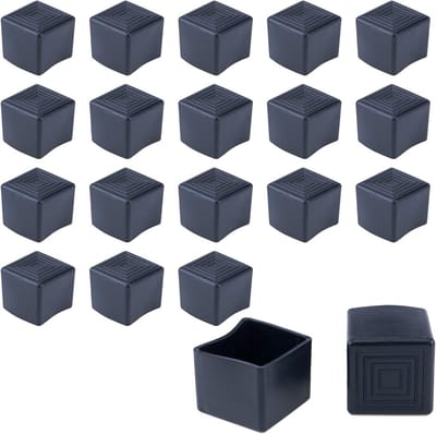 20x Zwarte Rubberen Stoeldoppen voor Vierkante en Rechthoekige Poten - Vloerbeschermers 3x4 cm