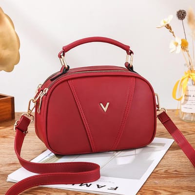 Zomer Nieuwe Crossbody Tas voor Vrouwen Eenvoudige PU Schoudertas Kleine Ronde Tas Draagbare Handtassen Dames Vrije Tijd Portemonnee Dames Totes 20x9x15cm rood