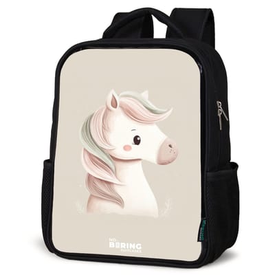 NoBoringSuitcases.com® - Rugzak zwart - Schooltas jongen & meisje - Eenhoorn in roze pastel kleuren - Rugtas voor school - Boekentas kind - Schoolrugzak - Kinderrugzak