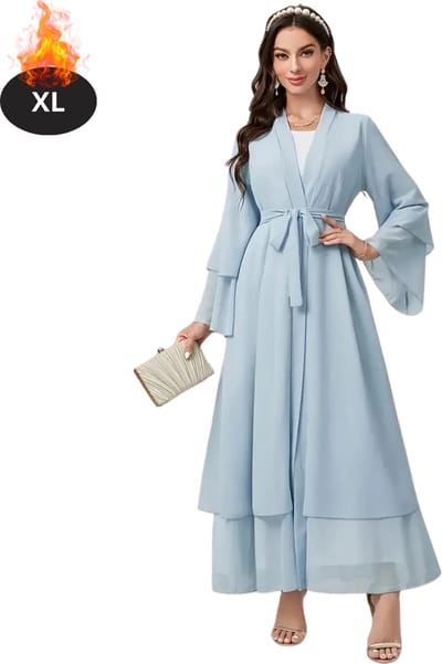 Bovista Islamitische Kleding - Djellaba Dames - Moslim Kleding - Arabisch Dames Kaftan - Alhamdulillah - Lichtblauw XL