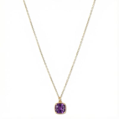 Petit Comité - Dames Ketting Geboortesteen Februari – Amethist Hanger - 925 sterling Zilver - 18k gold plated