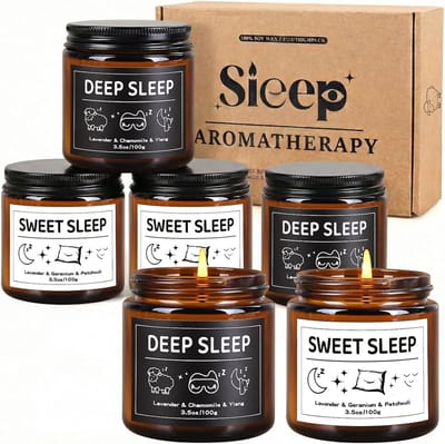 SnelShoppen - Set van 6 geurkaarsen voor vrouwen en mannen, sojakaarsen in geschenkdoos, lavendel geur voor ontspanning en interieurdecoratie, perfect