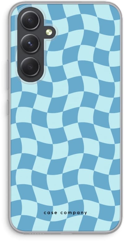 Case Company® - Hoesje geschikt voor Samsung Galaxy A54 hoesje - Grid Blauw - Soft Cover Telefoonhoesje - Bescherming aan alle Kanten en Schermrand