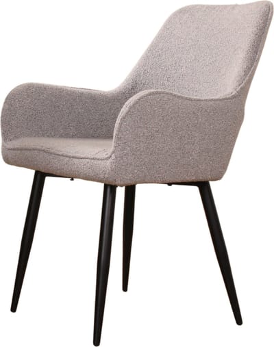 DS4U - Lenon eetkamerstoel – armstoel met luxe boucle stof en trendy design - grijs