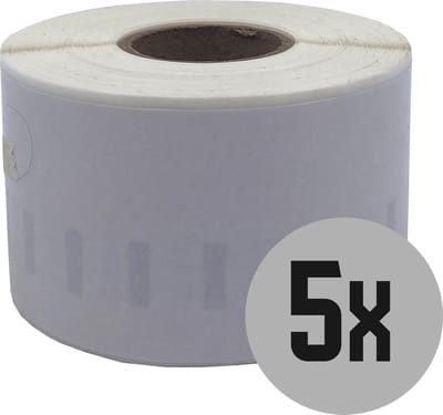 DULA Dymo Compatible labels - Wit - 99018 - S0722470 - Smalle orderneretiketten - 5 rollen - 38 x 190 mm - 110 labels per rol