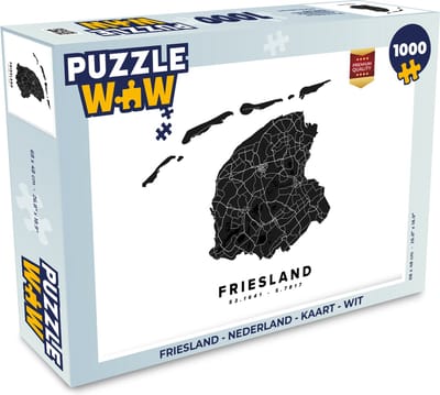 Puzzel Friesland - Nederland - Kaart - Wit - Legpuzzel - Puzzel 1000 stukjes volwassenen