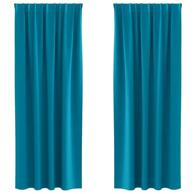 vidaXL Zwart-out Gordijnen met Ringen 2 st Turquoise 225 x 140 cm