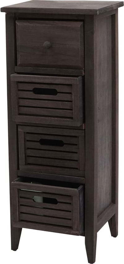 Ladekast T18, ladekast, 4 laden, 74x30x25cm Shabby-Look Vintage ~ grijsbruin