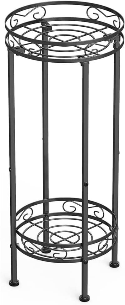 TIM® Plantenrek Buiten - Plantenrek Metaal - Plantentrap Voor Buiten - Plantenrek Tuin - Zwart - 29cm x 29cm x 71cm