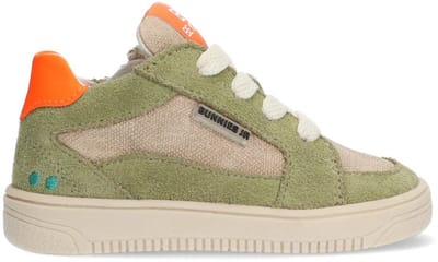 BunniesJR 225250-460 Jongens Lage Sneakers - Groen/Beige/Oranje - Suède - Veters